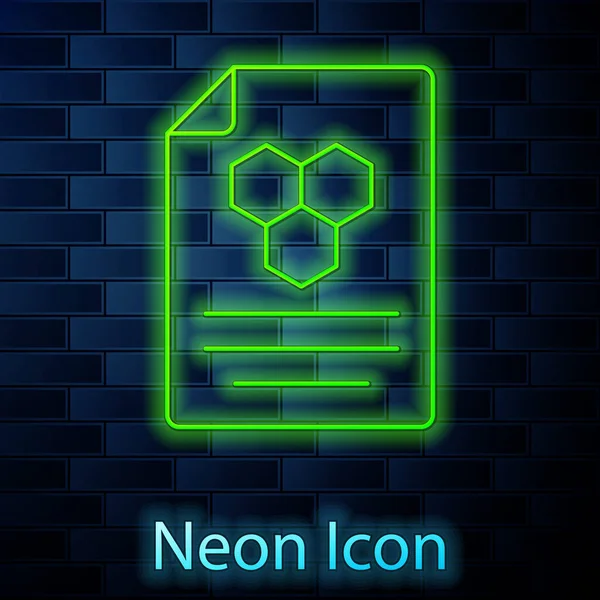 Glödande neon linje Honeycomb ikon isolerad på tegelvägg bakgrund. Honungsceller symbol. Söt naturlig mat. Vektor — Stock vektor