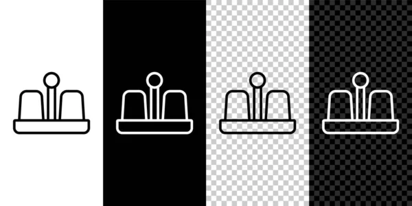 Set line Zout en peper pictogram geïsoleerd op zwart-wit, transparante achtergrond. Specerijen koken. Vector — Stockvector