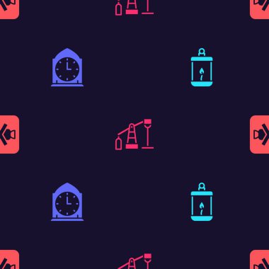 Ramazan Kareem feneri, saat, yağ pompası ya da pompa ayarlayın ve şekersiz şekerlemeler olmasın. Vektör