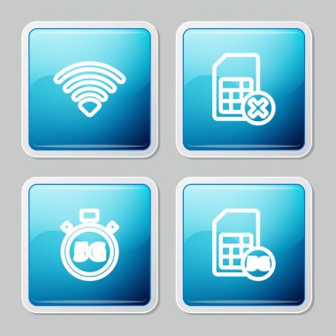 Hattı Wi-Fi kablosuz ağı, Sim kartı reddedildi, Dijital hız ölçer 5G ve Kart simgesi. Vektör