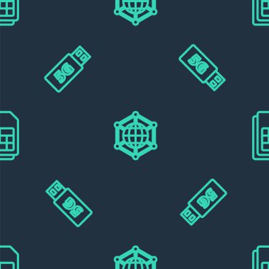 Hat sosyal ağını, 5G modemini ve Sim kartını sorunsuz bir şablona ayarla. Vektör