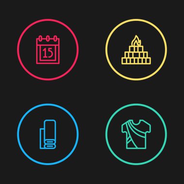 Hint kumaşı, erkek elbisesi, Yagna ve Bağımsızlık Günü ikonu. Vektör