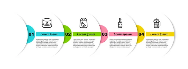 设置线Kepi，Croissant包，酒瓶和法国媒体。业务信息模板。B.病媒 — 图库矢量图片