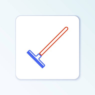 Çizgi Bahçesi tırmık simgesi beyaz arkaplanda izole edildi. Bahçecilik, tarım, çiftçilik aleti. Toprak işçisi. Temizlik ekipmanları. Renkli taslak konsepti. Vektör