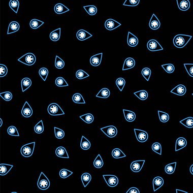 Çizgi haritası işaretleyici ve marihuana veya kenevir yaprağı ikonu siyah arkaplanda izole edilmiş pürüzsüz desen. Kenevir sembolü. Vektör