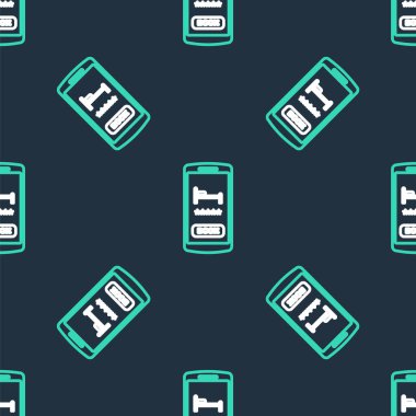 Line Online otel rezervasyon simgesi siyah arka planda izole edilmiş. Cep telefonu için online rezervasyon tasarımı konsepti. Vektör