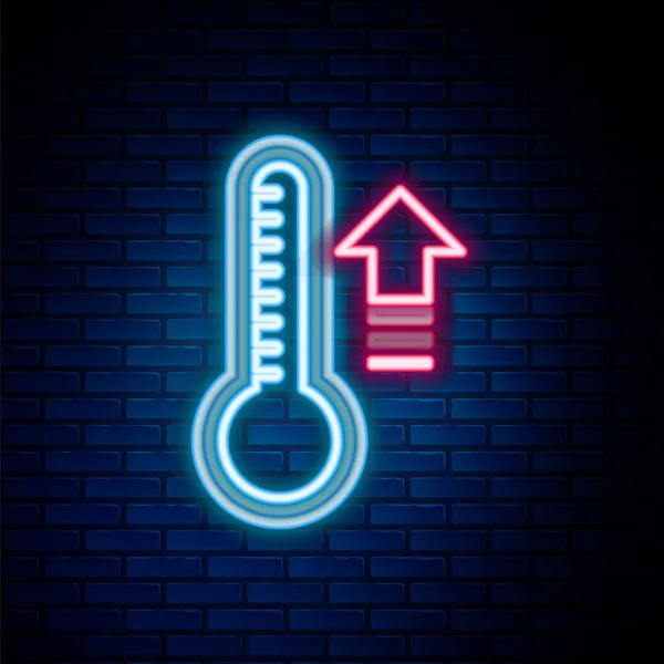 Línea Neón Brillante Termómetro Meteorología Que Mide Calor Icono Frío — Archivo Imágenes Vectoriales