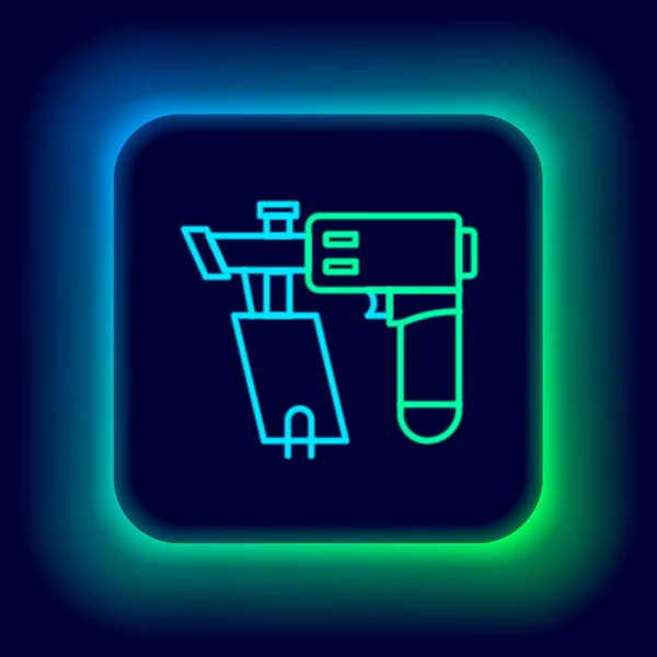 Glowing Neon Line Nail Gun Icon Isolated Black Background Colorful — Stock Vector