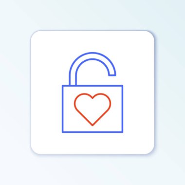 Hat Kilidi ve kalp simgesi beyaz arkaplanda izole edildi. Kilitli Kalp. Aşk sembolü ve anahtar deliği işareti. Sevgililer Günü sembolü. Renkli taslak konsepti. Vektör