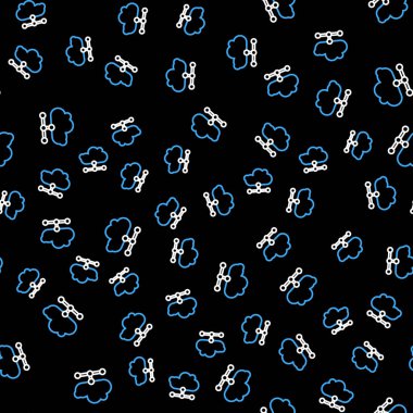 Line Network bulut bağlantısı simgesi siyah arkaplanda izole edilmiş. Sosyal teknoloji. Bulut hesaplama konsepti. Vektör