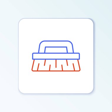 Temizleme simgesi için çizgi fırçası beyaz arkaplanda izole edildi. Temizlik hizmeti konsepti. Renkli taslak konsepti. Vektör