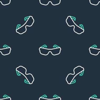 Çizgi Gözlüğü simgesi siyah arkaplanda izole edilmiş kusursuz desen. Gözlük çerçevesi sembolü. Vektör