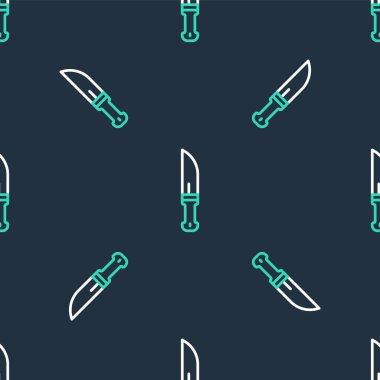 Çizgi Avcısı bıçak ikonu siyah arkaplanda kusursuz desen izole etti. Ordu bıçağı. Vektör