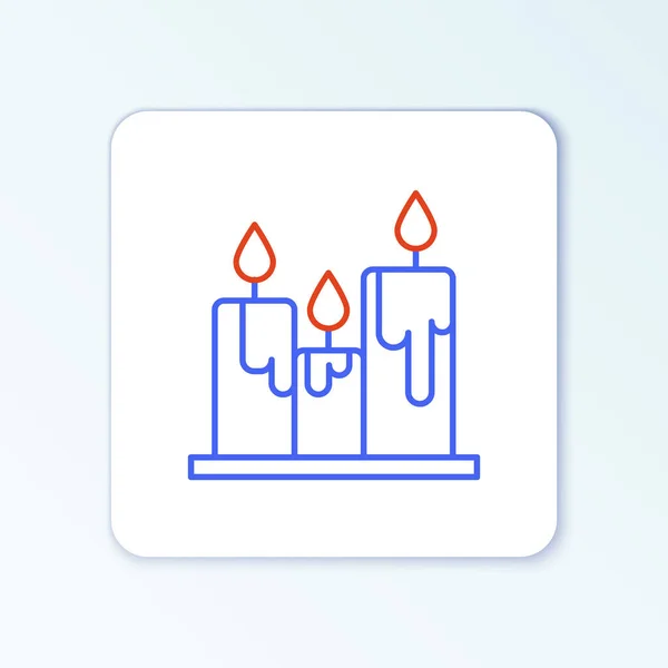 Line Burning Candles Icono Aislado Sobre Fondo Blanco Vara Cilíndrica — Vector de stock