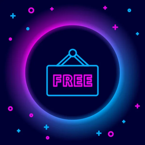 Λαμπερό Neon Line Price Tag Επιγραφή Free Icon Που Απομονώνεται — Διανυσματικό Αρχείο