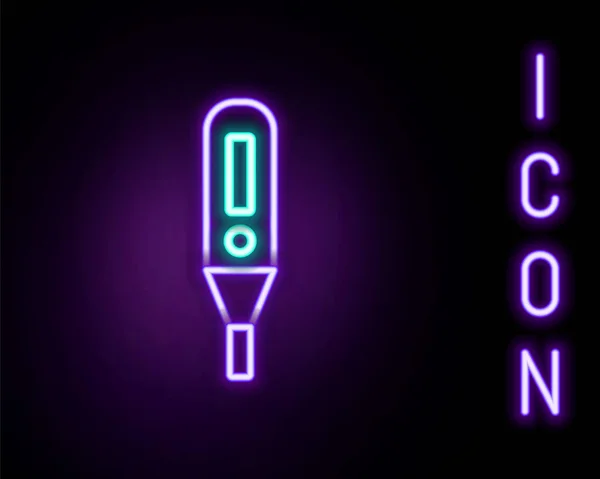 Žhnoucí Neonová Linka Lékařský Digitální Teploměr Pro Ikonu Lékařského Vyšetření — Stockový vektor