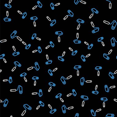 Çizgi boyası silindir fırça simgesi siyah arkaplanda izole edilmiş. Vektör