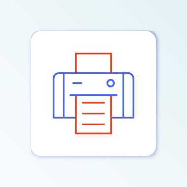 Çizgi Yazıcı simgesi beyaz arkaplanda izole edildi. Renkli taslak konsepti. Vektör