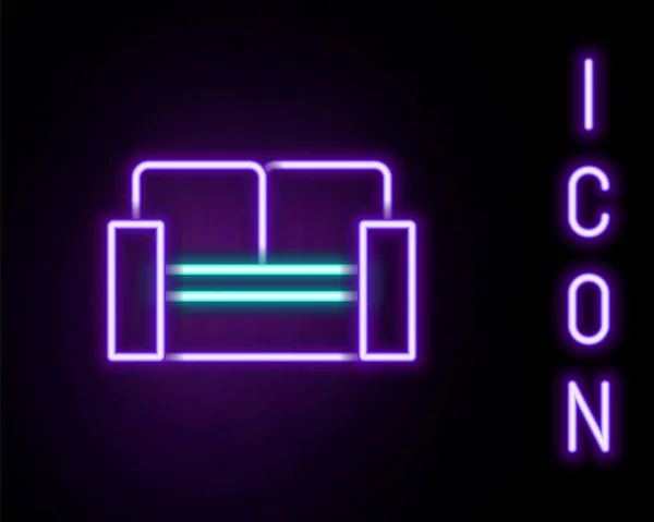 Leuchtende Neon Linie Cinema Stuhl Symbol Isoliert Auf Schwarzem Hintergrund — Stockvektor