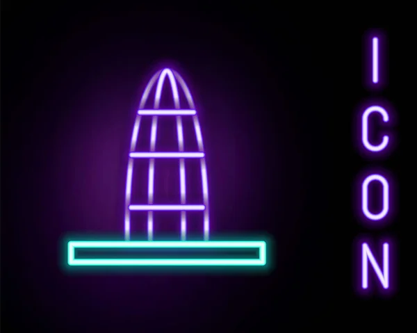 Linea Neon Luminosa Icona Della Torre Agbar Isolata Sfondo Nero — Vettoriale Stock