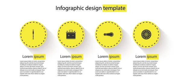 Set Stoßdämpfer Autobatterie Türgriff Und Rad Geschäftsinfografische Vorlage Vektor — Stockvektor