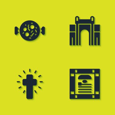 Tavuk tikka masala, Hindistan anayasa günü, Hristiyan haçı ve Delhi ikonu. Vektör