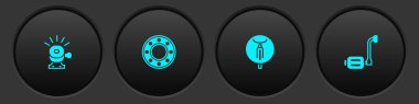 Bisiklet zili, bilye ve pedal simgesini ayarla. Vektör