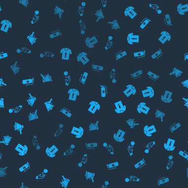 Hooligan 'ın atış taşlarını, tişört protestolarını, yangın söndürücüyü ve Megafonu kusursuz desenlere ayarlayın. Vektör