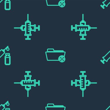 Sağlık rekoru dizini, çapraz şırınga ve şırınga ve şişeyi kusursuz bir şablona ayarla. Vektör