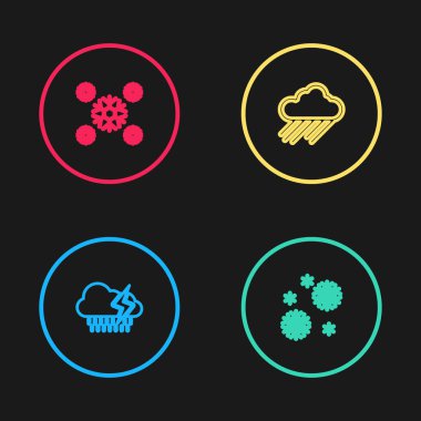 Bulut 'u yağmur, şimşek, kar ve ikon ile hizaya getir. Vektör