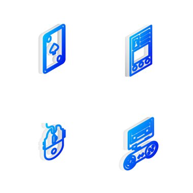 Isometric satır Oluştur hesap ekranı, elmaslarla kart oyna, Bilgisayar fare oyunu ve Oyun konsolu joystick simgesini ayarla. Vektör