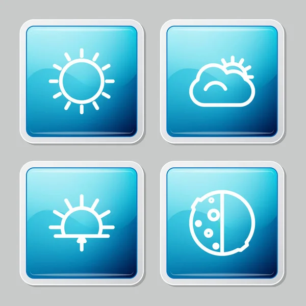 Set line Sun, and cloud, Sunrise and Eclipse of the sun icon. Vector — 图库矢量图片