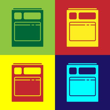 Pop Art Kitchen bulaşık makinesi simgesi renk arkaplanında izole edilmiş. Vektör İllüstrasyonu.