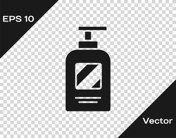 Botella Negra Champú Icono Aislado Sobre Fondo Transparente Ilustración Vectorial — Vector de stock
