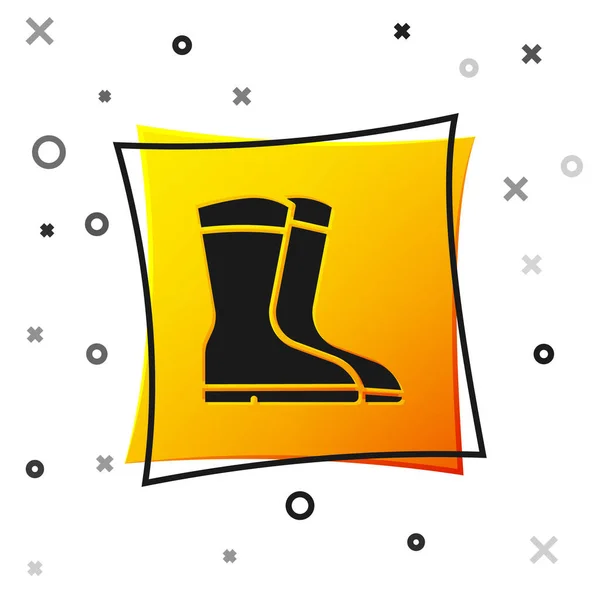 Black Fishing Boots Icon Isolated White Background Waterproof Rubber Boot — Stock Vector