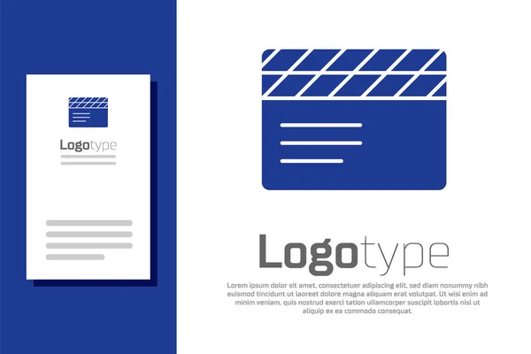 Kék Film Tapsoló Ikon Elszigetelt Fehér Háttérrel Filmtapsoló Tábla Clapperboard — Stock Vector