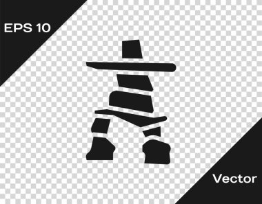 Black Inukshuk icon isolated on transparent background.  Vector. clipart