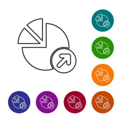 Siyah çizgi finansal büyüme ikonu beyaz arka planda izole edildi. Gelirleri arttırıyorum. Simgeleri renk daire düğmelerine ayarla. Vektör.