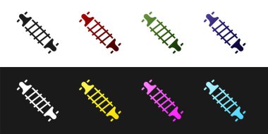 Siyah ve beyaz arkaplanda izole edilmiş bisiklet süspansiyon simgesini ayarla. Vektör.