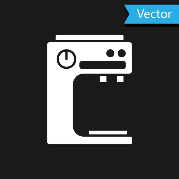 Ícone Máquina Café Branco Isolado Fundo Preto Vetor — Vetor de Stock