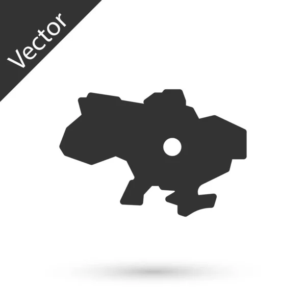 Grijze Kaart Van Oekraïne Pictogram Geïsoleerd Witte Achtergrond Vector — Stockvector