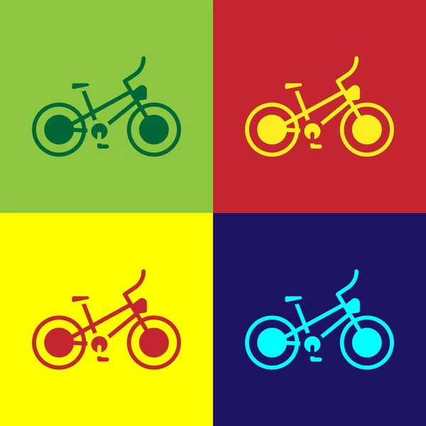 Pop Art Icono Bicicleta Aislado Fondo Color Carrera Bicicletas Deporte — Vector de stock