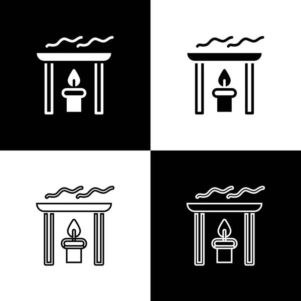 Set Aroma Vela Icono Aislado Sobre Fondo Blanco Negro Vector — Vector de stock