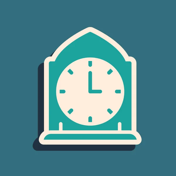 Icono Del Reloj Verde Aislado Sobre Fondo Verde Símbolo Tiempo — Vector de stock