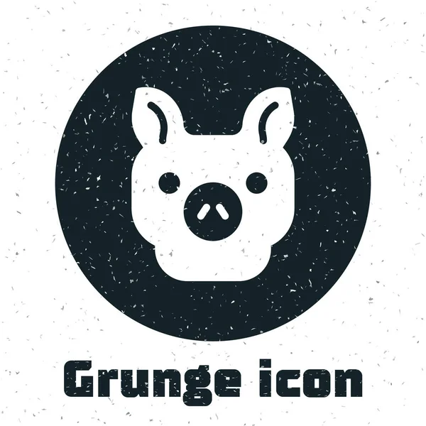 Icono Grunge Pig Aislado Sobre Fondo Blanco Símbolo Animal Dibujo — Vector de stock