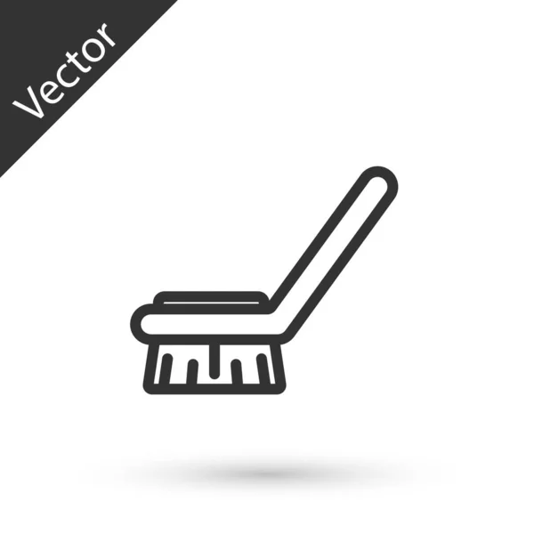 Grey Line Brush Cleaning Icon Isolated White Background Cleaning Service — Stock Vector