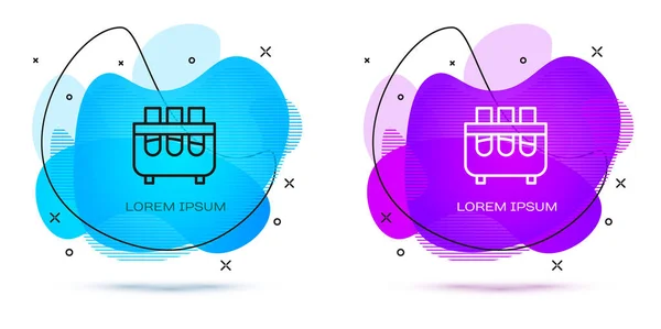 Zeile Reagenzglas Und Kolben Chemischen Labortest Symbol Isoliert Auf Weißem — Stockvektor