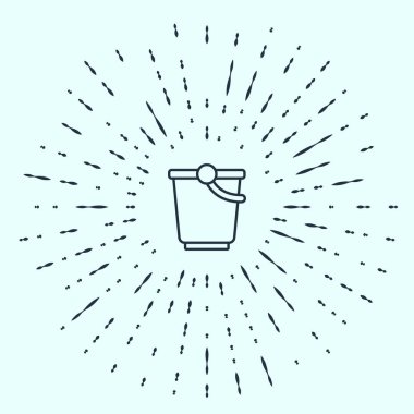 Siyah çizgi Bucket simgesi gri arkaplanda izole edildi. Soyut çember rastgele noktalar. Vektör.