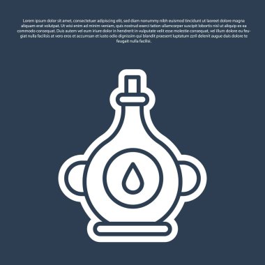 Mavi çizgili yağ şişesi ikonu mavi arka planda izole edilmiş. Vektör.