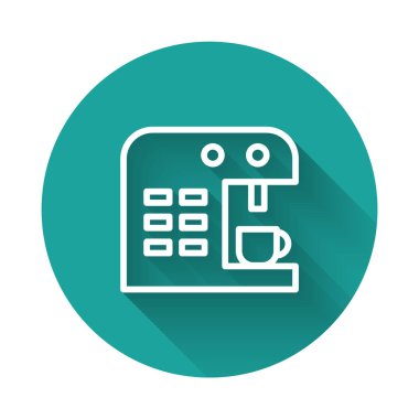 Siyah kahve makinesi simgesi beyaz arkaplanda izole edilmiş. Sıvı şekilli soyut pankart. Vektör.